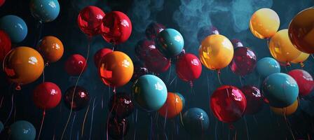 ai genererad färgrik levande ballonger bakgrund foto