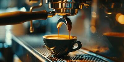 ai genererad en förslag kaffe maskin är skapande en kopp av kaffe foto