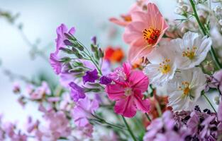 ai genererad färgrik bakgrund med blommor foto