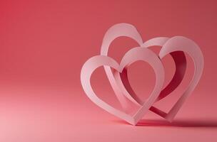 ai genererad två hjärta former på en rosa bakgrund foto