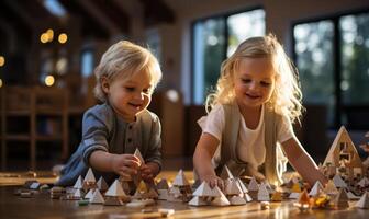 ai genererad pappa och son på Hem spela tillsammans, foto