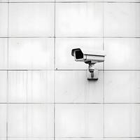 ai genererad övervakning kamera på en vit vägg utomhus. hög upplösning. ai generativ foto