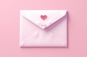 ai genererad ett kuvert full av rosa hjärtan och en papper med Plats för en meddelande foto