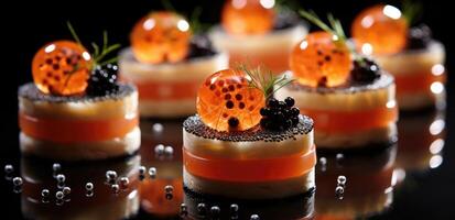 ai genererad kaviar på kran på med kaviar på en sida, foto