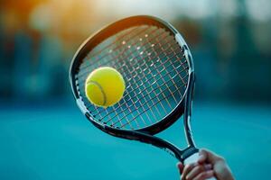 ai genererad tennis hand spelare med racket. generativ ai foto