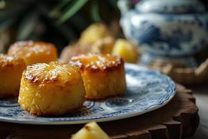 ai genererad ljuv flathet njuter de glädje av taiwanese ananas kakor foto