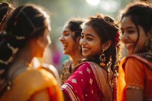 ai genererad kulturell prakt fördjupa själv i de livskraft av indisk fester foto