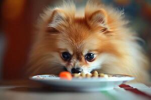 ai genererad gourmet hund välsmakande stunder i en hundar dining erfarenhet foto