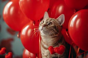 ai genererad hårig valentines katter skapande kärleksfylld stunder foto