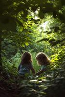 ai genererad naturens lekplats barn fattande grön roligt och aktiviteter foto