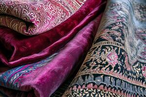 ai genererad sammet royalty maximalist prakt i lyxig textil- mönster foto