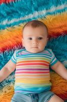 ai genererad förtjusande litet barn ensemble regnbågsinspirerad delikat söthet foto
