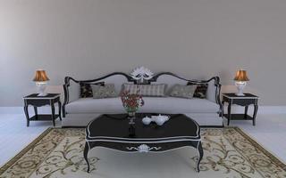 lyxig mockup av 3d gjord av interiör i modernt vardagsrum med soffa - soffa och bord
