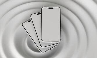 smartphone attrapp vit skärm. mobil telefon vektor isolerat på vit bakgrund. telefon annorlunda vinklar vyer. vektor illustration foto