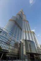 Dubai, UAE, 7 maj 2015 - Visa på Burj Khalifa i Dubai. denna skyskrapa är den högsta konstgjorda strukturen som någonsin byggts, på 828 m.