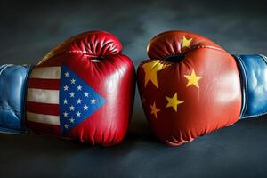 ai genererad begrepp av USA och Kina konkurrens och ekonomisk handel krig. resa och partnerskap begrepp foto