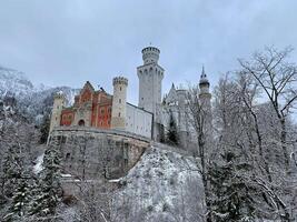 neuschwanstein slott i vinter- tid foto