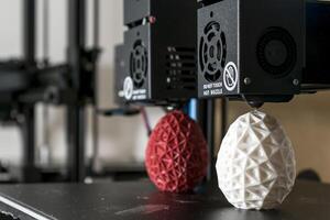 dubbel extruder 3d skrivare som färdiga utskrift två bicolor ägg modell, idex teknologi foto