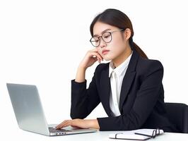 ai generativ skön asiatisk sekreterare skrivningar till de dator företag begrepp asiatisk människor foto