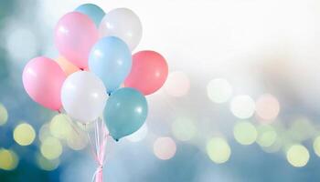 ai genererad färgrik ballonger dekoration, fest firande begrepp foto