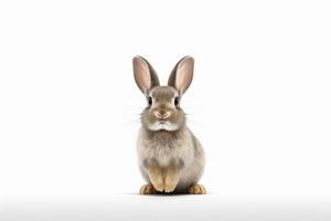 ai genererad söt kanin djur- realistiskt sett. vit bakgrund foto