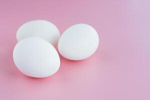 vit ägg på rosa bakgrund för mat matlagning foto