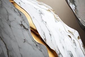ai genererad elegant vit marmor med guld abstrakt bakgrund foto