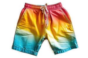 ai genererad simning shorts. Färg sommar shorts isolerat på vit bakgrund. foto