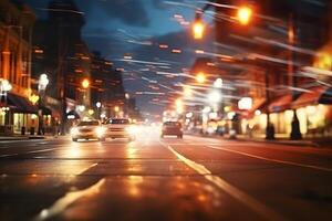 ai genererad amerikan stadens centrum gata se på natt, neuralt nätverk genererad bild foto