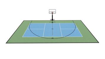 antenn se av en 3d framställa kombination basketboll och pickleball domstol mång sport foto