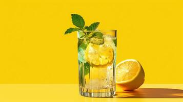 ai genererad uppfriskande citron- mynta iced dryck foto