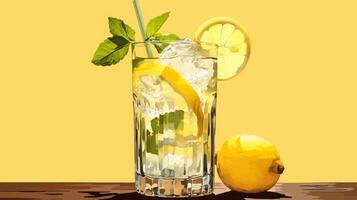ai genererad uppfriskande citron- mynta iced dryck foto