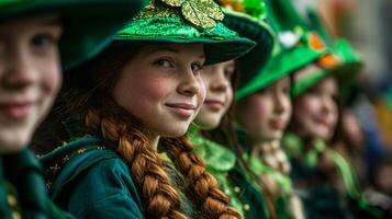 ai genererad oidentifierad människor på de st. Patricks dag parad foto