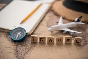 turism planera och Utrustning behövs för de resa och ord resa foto