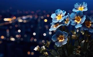 ai genererad natt tid blommor med text Plats foto