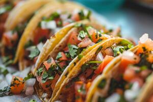 ai genererad hemlagad traditionell mexikansk fläsk tacos. generativ ai foto