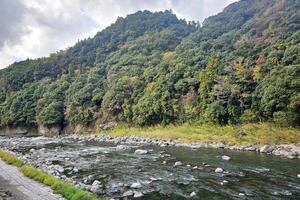 landskap av kusu flod på amagase, oita fukuoka japan. foto