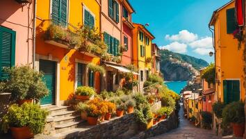 ai genererad skön gata cinque terre Italien foto