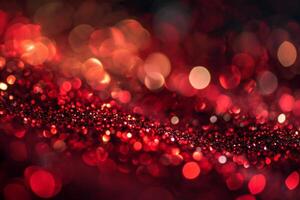 ai genererad årgång röd glitter lampor bakgrund. foto