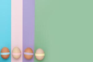 rad av dekorerad ägg. roligt påsk bakgrund foto