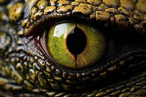 ai genererad närbild av alligator och krokodil ögon. foto