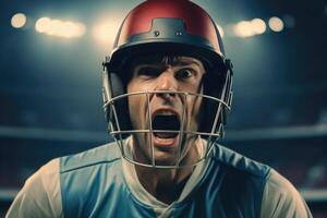 ai genererad cricket spelare uttrycker känslor under värld kopp foto