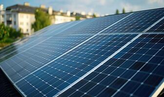 ai genererad sol- paneler, solceller, alternativ elektricitet källa - begrepp av hållbar Resurser foto