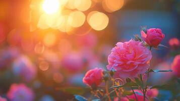 ai genererad solnedgång i blomma, bakgrund bild, generativ ai foto
