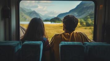 ai genererad tåg resa romantik, bakgrund bild generativ ai foto
