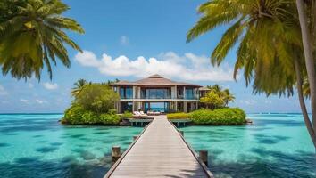 ai genererad skön villa på ett ö i de maldiverna foto