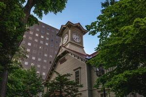 sapporo klocka torn, före detta jordbruks högskola, i sapporo, Hokkaido, japan foto