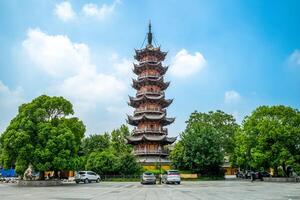 Fasad se av longhua tempel i Shanghai, Kina foto