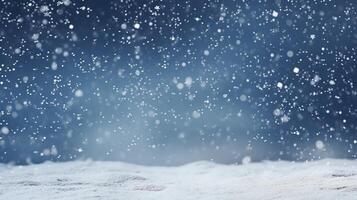 ai genererad vinter- bakgrund med kopia Plats. vinter, snö, snöflingor, snöflinga, is, frysta, dekorationer foto