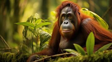 ai genererad orangutang hög kvalitet bild foto